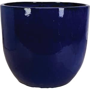 14 in. Falling Blue Ceramic Pika Pot