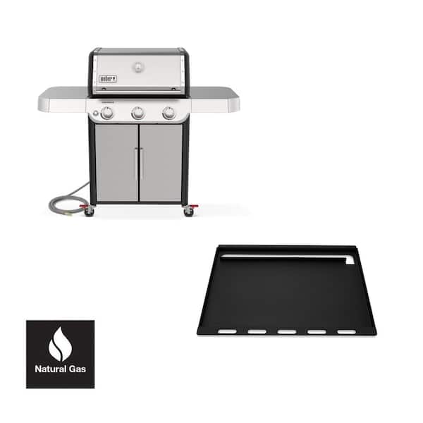 Genesis S-315 3-Burner Natural Gas Grill in Stainless Steel with Full Size Griddle Insert