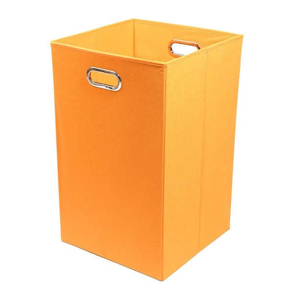 Modern Littles Bold Solid Orange Folding Laundry Basket