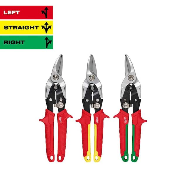 Left, Right, and Straight Aviation Snips Set (3-Pack)