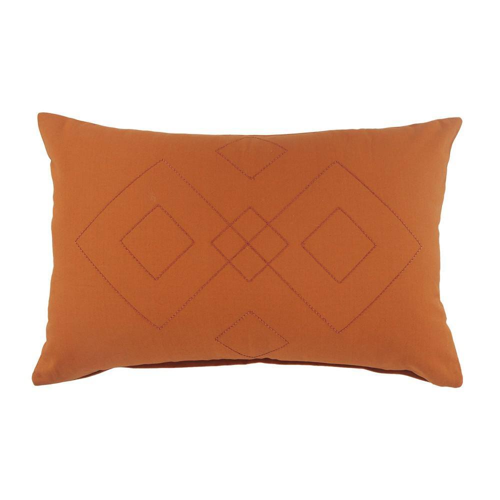Minimal Amber Squash Orange Embroidered Soft Poly-Fill 16 in. x 24 in. Lumb