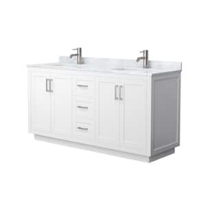Miranda 66 in. W x 22 in. D x 33.75 in. H Double Bath Vanity in White with White Carrara Marble Top