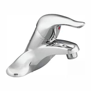 Chateau 4 in. Centerset Single Handle Low-Arc Bathroom Faucet, Red/Blue Under Spout in Chrome (No Drain Assembly)