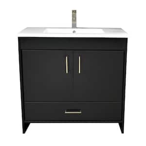Rio 36 in. W x 19 in D Bath Vanity in Black with Acrylic Vanity Top in White with White Basin