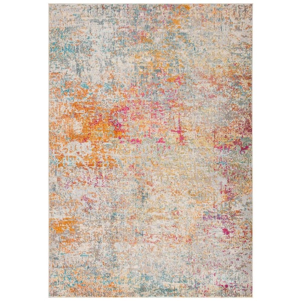 SAFAVIEH Madison Gray/Turquoise 4 ft. x 6 ft. Geometric Area Rug
