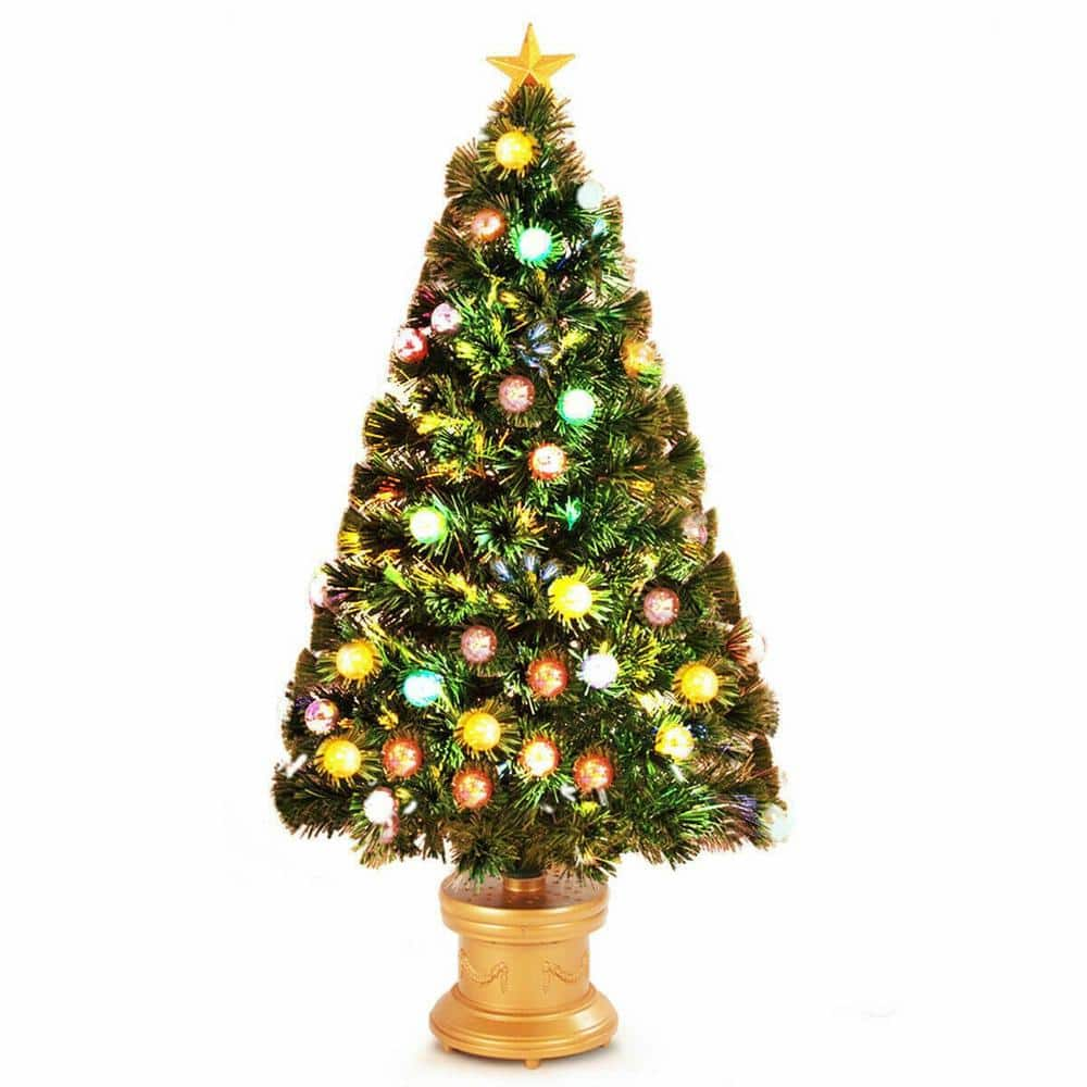 ANGELES HOME 4 ft. Pre-Lit Fiber Optical Entrance Christmas Tree ...