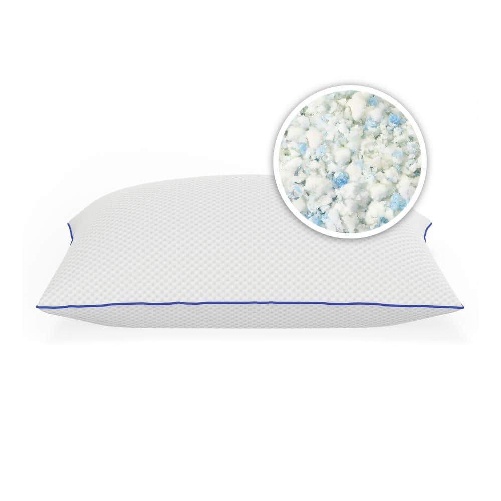 Oversized White Gel-Infused Shredded Memory Foam Pillow Set