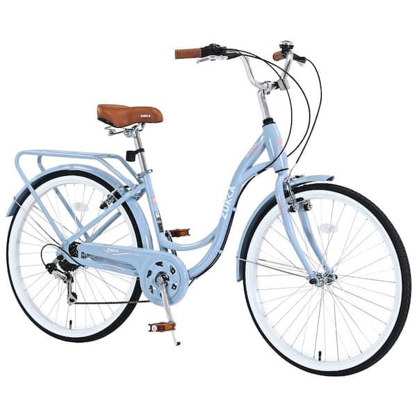 24 in 7-Speed Blue Women's Bicycle, Durable Steel Frame for Outdoor Riding