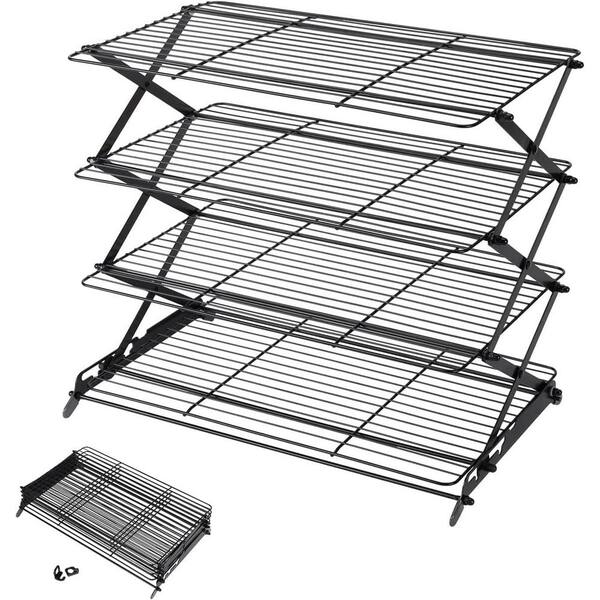 4-Tier Collapsible Cooling Rack with Adjustable 3-Setting Design for Cookies, Muffins and Cakes