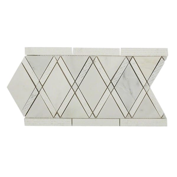 Ivy Hill Tile Grand Textured Asian Statuary Border 6 in. x 12 in. x 10 mm Polished Marble Floor and Wall Tile