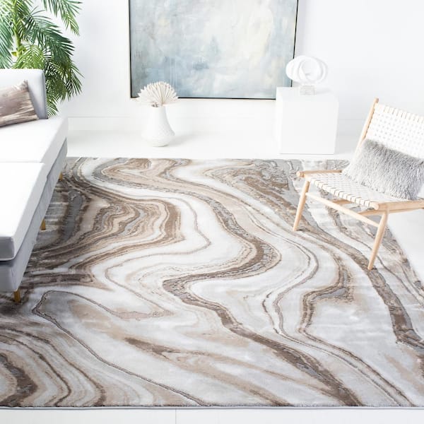 Craft Gold/Gray 11 ft. x 15 ft. Marbled Abstract Area Rug