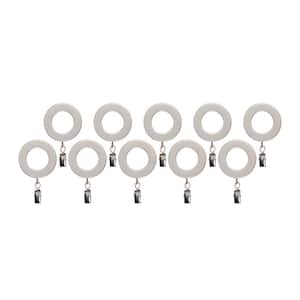 Brushed Nickel Resin Curtain Rings with Clips (Set of 10)