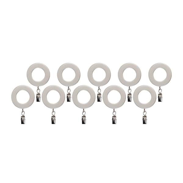 The Haven Collection Brushed Nickel Resin Curtain Rings with Clips (Set of 10)
