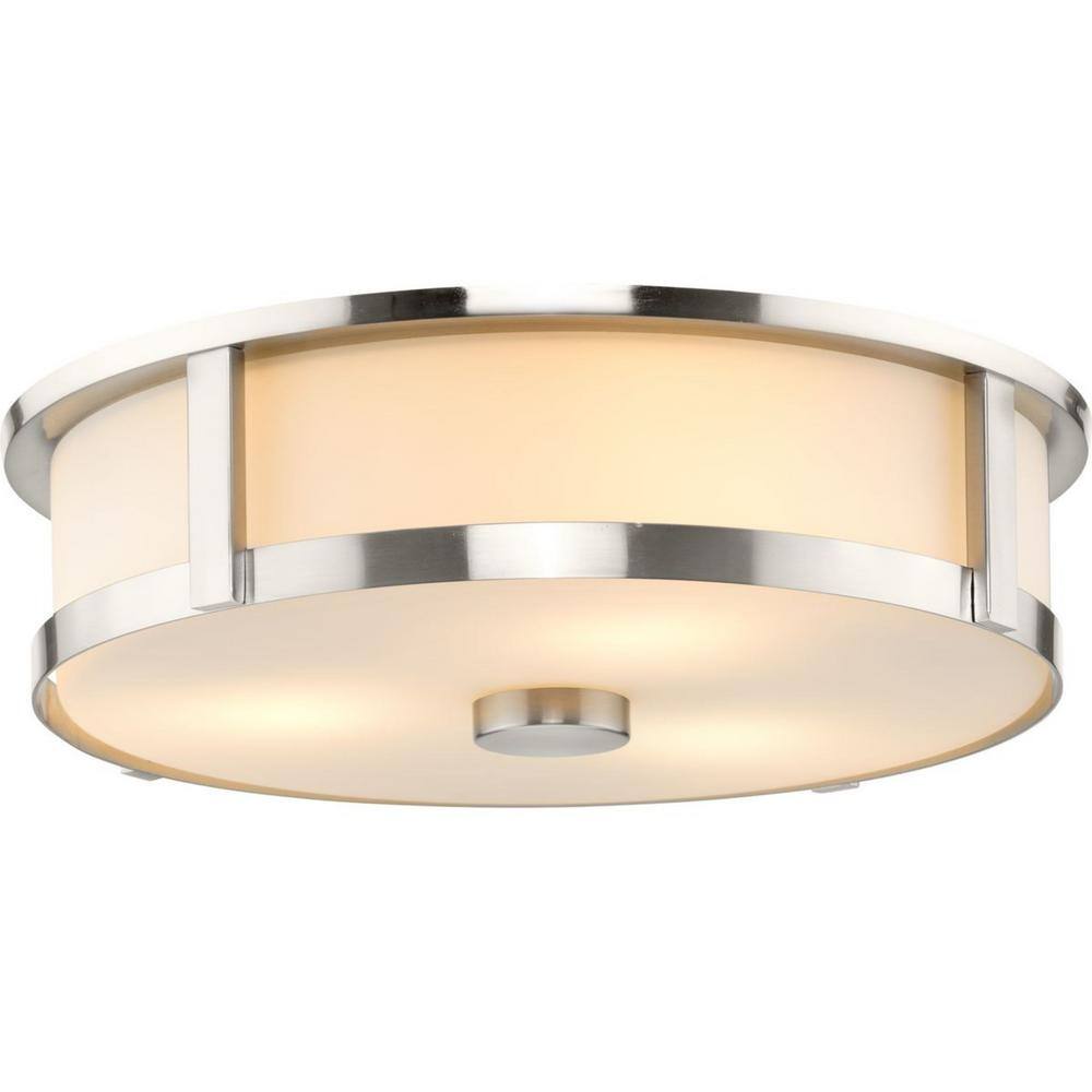 Gilliam 16" Brushed Nickel and Glass 3-Light Flush Mount