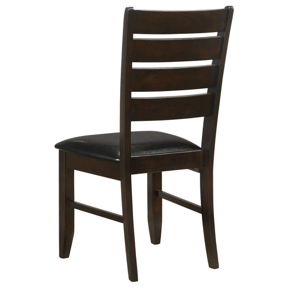 Espresso Brown Faux Leather Upholstered Ladderback Side Chair