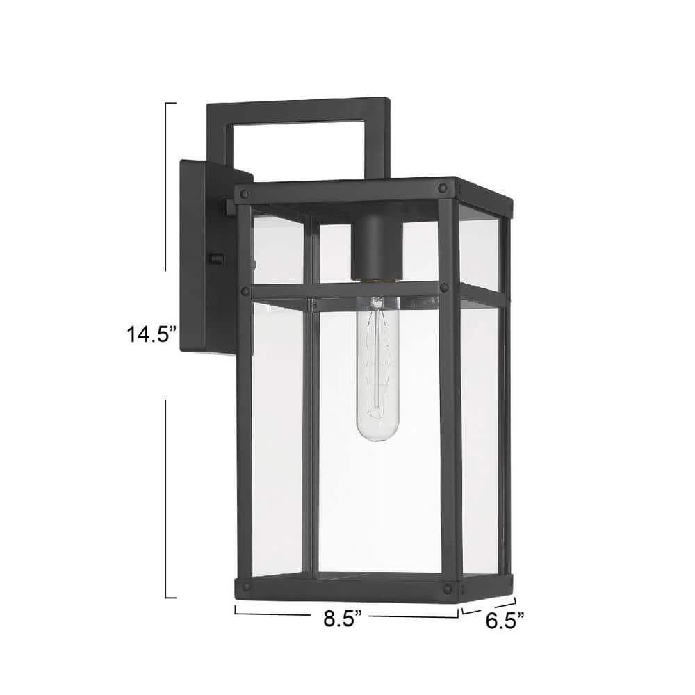 Blake Black Metal and Clear Glass Outdoor Sconce