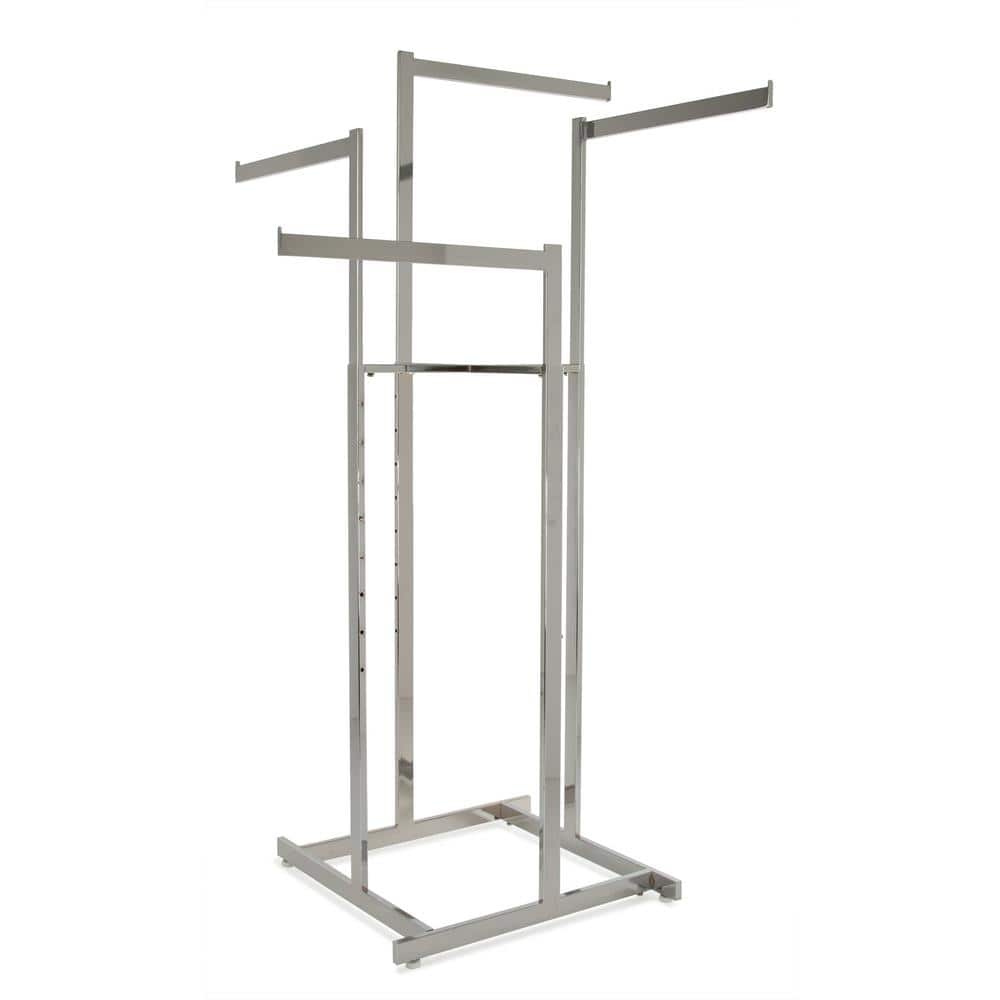 Chrome Metal 45 in. W x 72 in. H 4-Way Rack with Rectangular Tubing Straigh