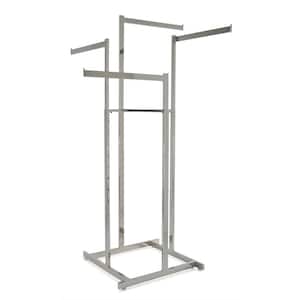 Chrome Metal 45 in. W x 72 in. H 4-Way Rack with Rectangular Tubing Straight Arms