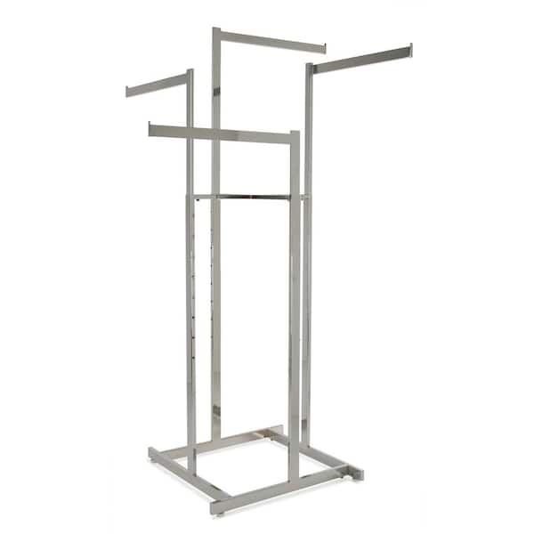 Econoco - Chrome Metal 45 in. W x 72 in. H 4-Way Rack with Rectangular Tubing Straight Arms