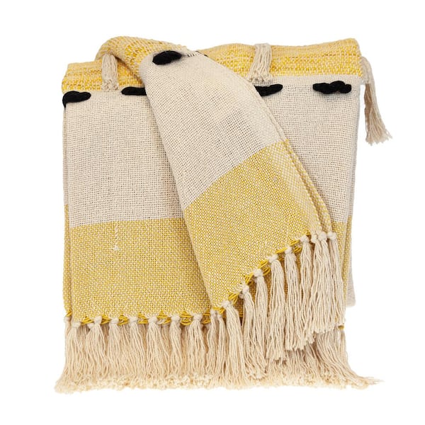 Transitional Vereigated Yellow Rectangle 50 in. x 60 in. Throw Blanket