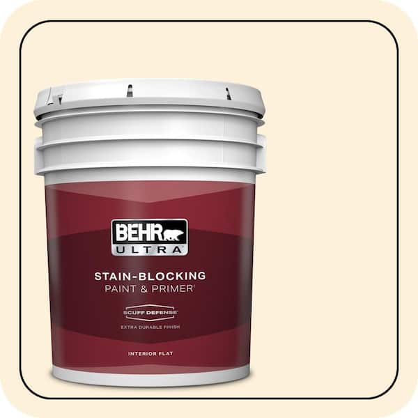 BEHR ULTRA 5 gal. #W-D-220 Vanilla Custard Extra-Durable Flat Interior Paint & Primer