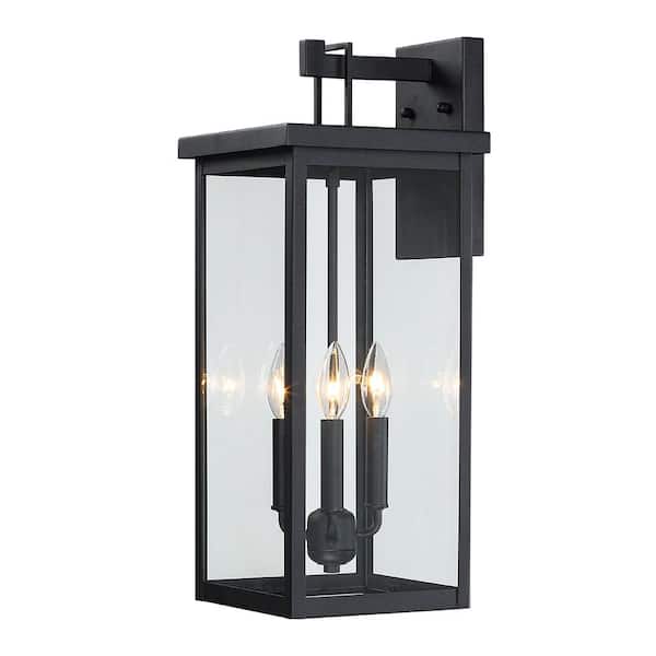 TRUE FINE Jefferson 2-Light 25.7 in. Black Large Outdoor Wall Lantern  Sconce Light TD40021OT - The Home Depot