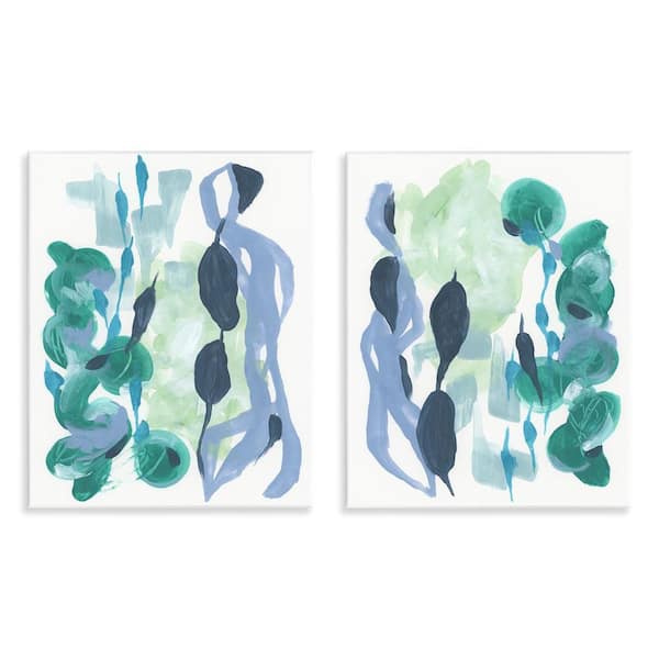 Stupell Industries Fluid Wavy Shapes by June Erica Vess 2 Pieces Unframed Abstract Graphic Art Print 14 in. x 11 in.