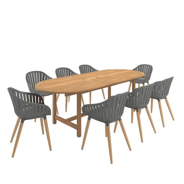 Amazonia Canton Teak Oval Outdoor Set in Gray HD_DIAOVCAN8GRL - The Home Depot
