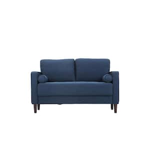 Lillith 31.1 in. Navy Blue Polyester 2-Seater Loveseat with Square Arms