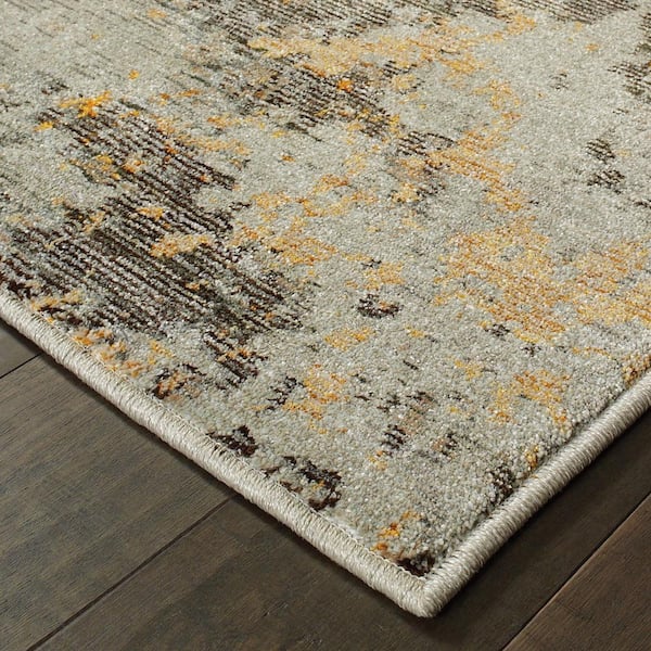 Ft Organic Abstract Area Rug 040280, Grey And Gold Area Rugs