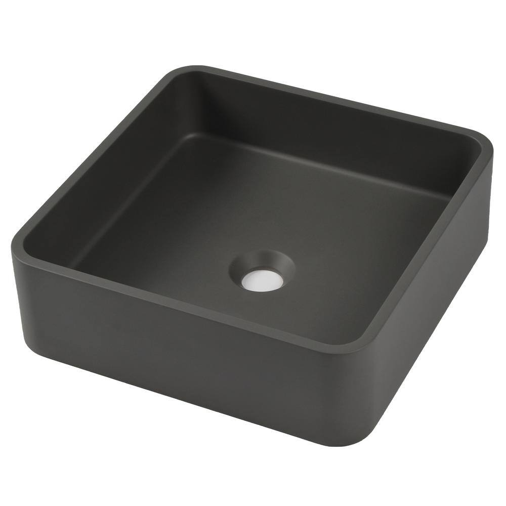 Black Square Concrete Above-Counter Vessel Bathroom Sink
