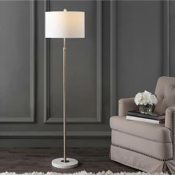 June 66 in. Chrome Metal/Marble Adjustable LED Floor Lamp