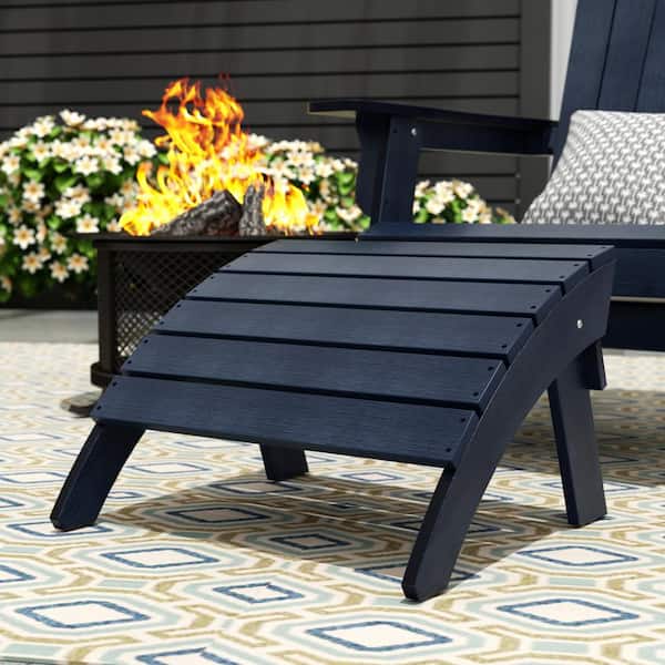 WESTIN OUTDOOR Vineyard Navy Blue Plastic Outdoor Folding Adirondack Ottoman