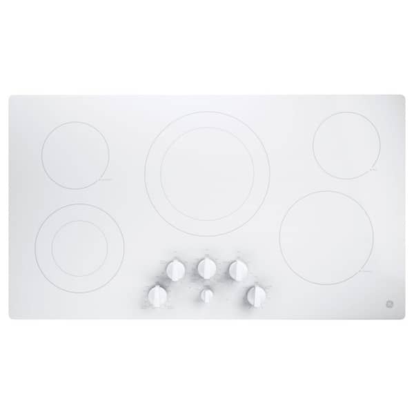 GE 36 in. Radiant Electric Cooktop in White with 5 Elements including Power Boil