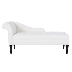 Harrison Contemporary Antique White Polyester Right Arm Facing Tufted Roll Arm Indoor Living Room Chaise Lounge Chair