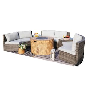 Tove 6-Piece Wicker Patio Conversation Set with Beige Cushions