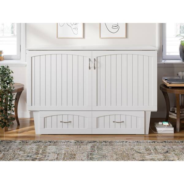 AFI Sydney Queen White Wood Murphy Bed Chest With Mattress Storage And   White Afi Murphy Beds Ac564142 64 600 