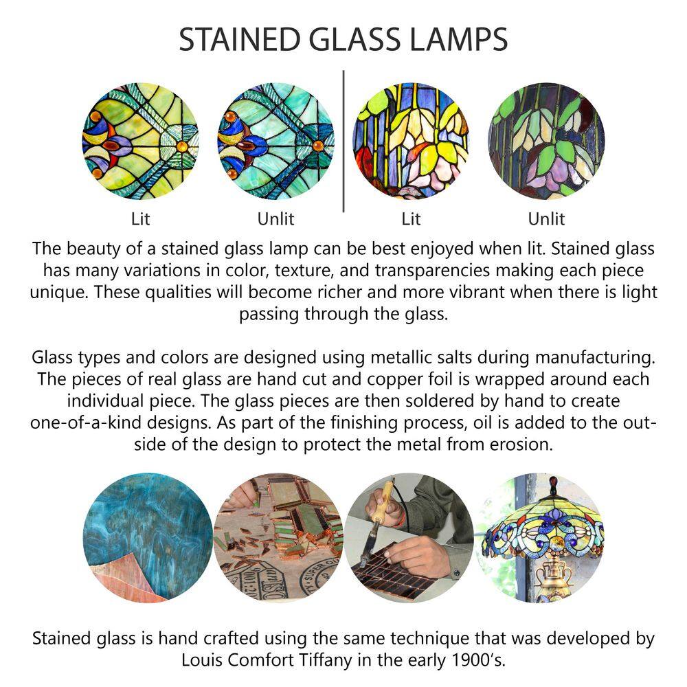 Ariana 26.75" Tan Tiffany Stained Glass Candlestick Table Lamp
