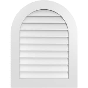 26 in. x 34 in. Round Top White PVC Paintable Gable Louver Vent Non-Functional