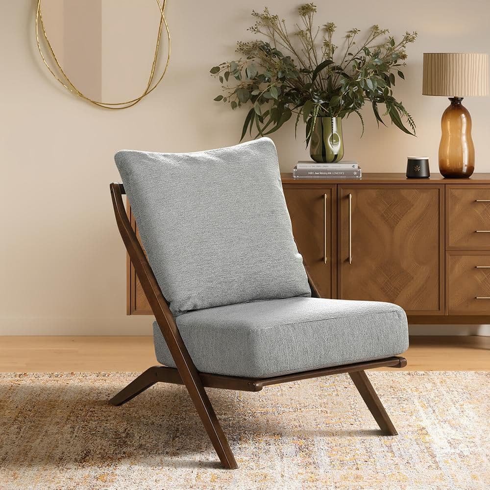 Lazzara Jungle Gray Chenille Upholstery Armless Accent Chair