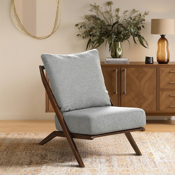 Lazzara Jungle Gray Chenille Upholstery Armless Accent Chair