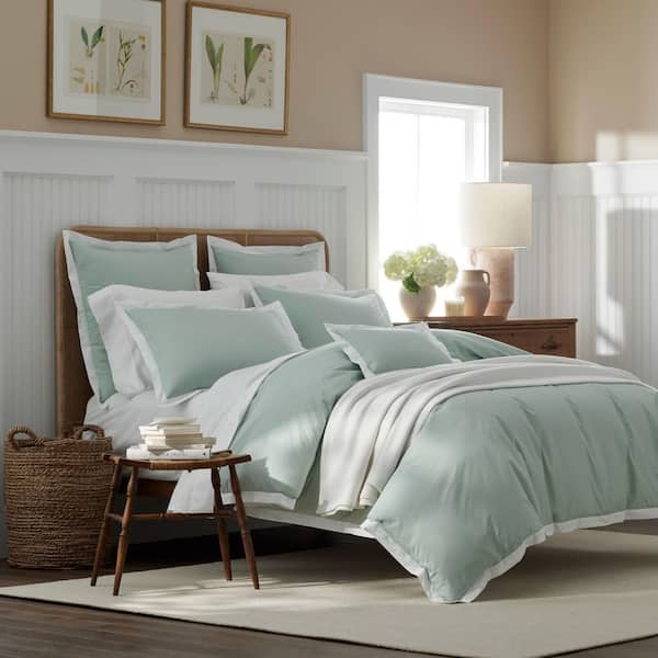 Company Cotton Solid Border Trim Cotton Percale Duvet Cover