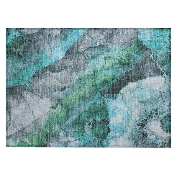 Chantille Machine Washable Indoor/Outdoor Abstract ACN1864 Teal 2 ft. x 3 ft. Accent Rug