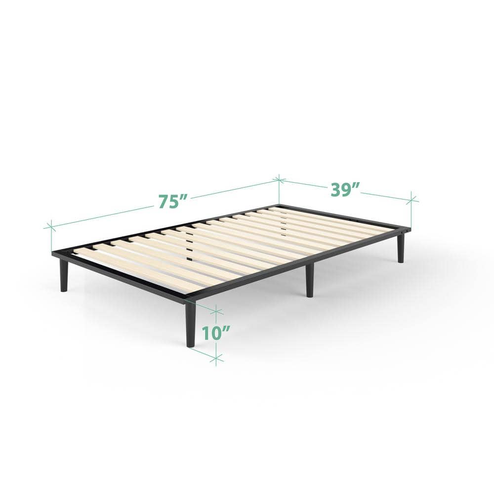 Parker Twin Platform Metal Bed Frame with Tapered Legs - Charcoal
