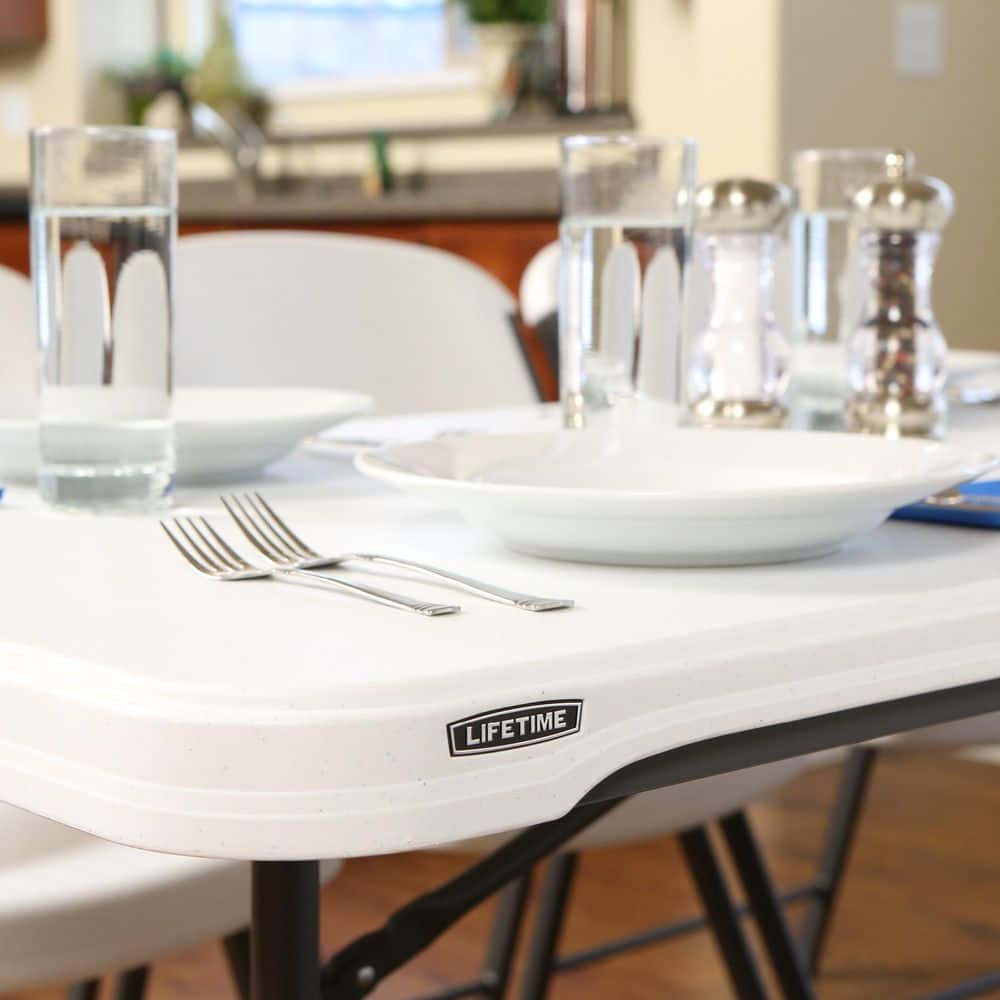 Lifetime 6-Foot White Granite Folding Utility Table with Metal Frame
