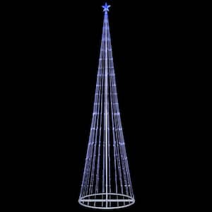 144 in. Christmas Blue LED Animated Lightshow Cone Tree with 442 Lights and Star Topper