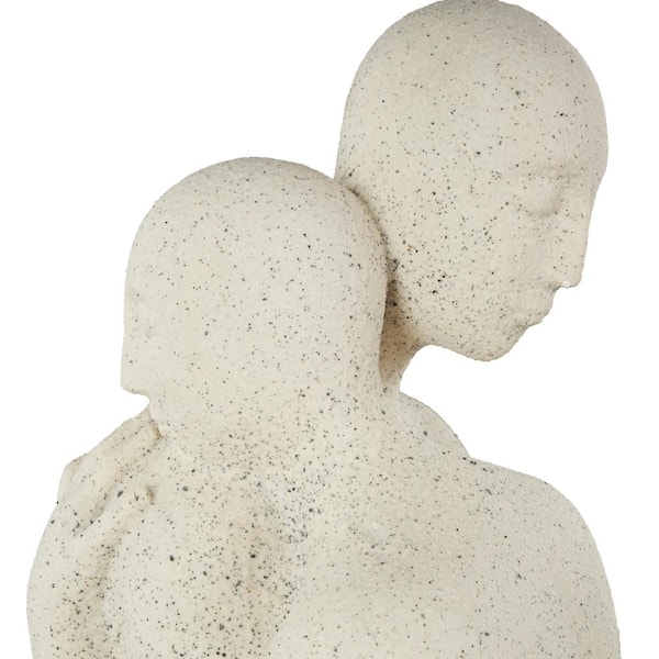 Litton Lane White Polystone Hugging People Sculpture with Black