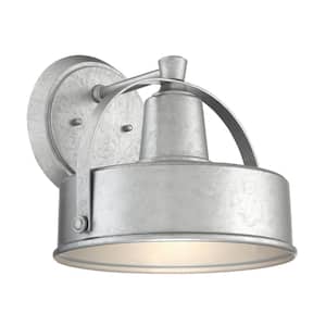 Portland 9.75 in. Galvanized Finish Dark Sky 1-Light Outdoor Line Voltage Wall Sconce with No Bulb Included