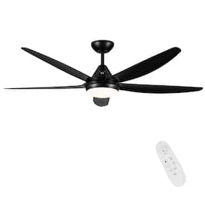 56 in. Indoor Black Ceiling Fan with Dimmable LED Light and Remote Control