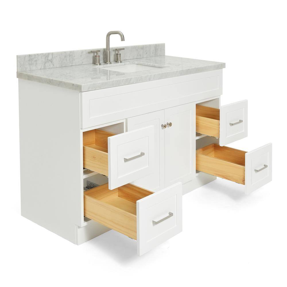 Hamlet 55" White Marble Top Freestanding Single Vanity